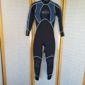 Bare Elastek Wetsuit Womens Size 6 3mm Full Body Jumpsuit Black and Blue